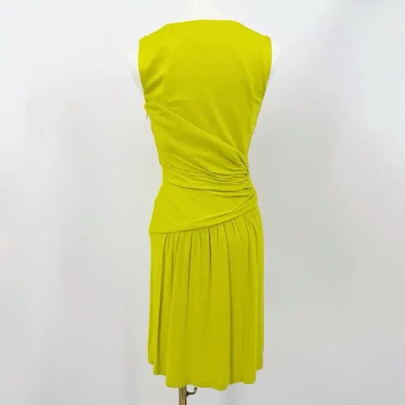 Vince Camuto Sleeveless Ruched Dress XS Key Lime Dopamine Cocktail Summer Spring - Picture 2 of 8